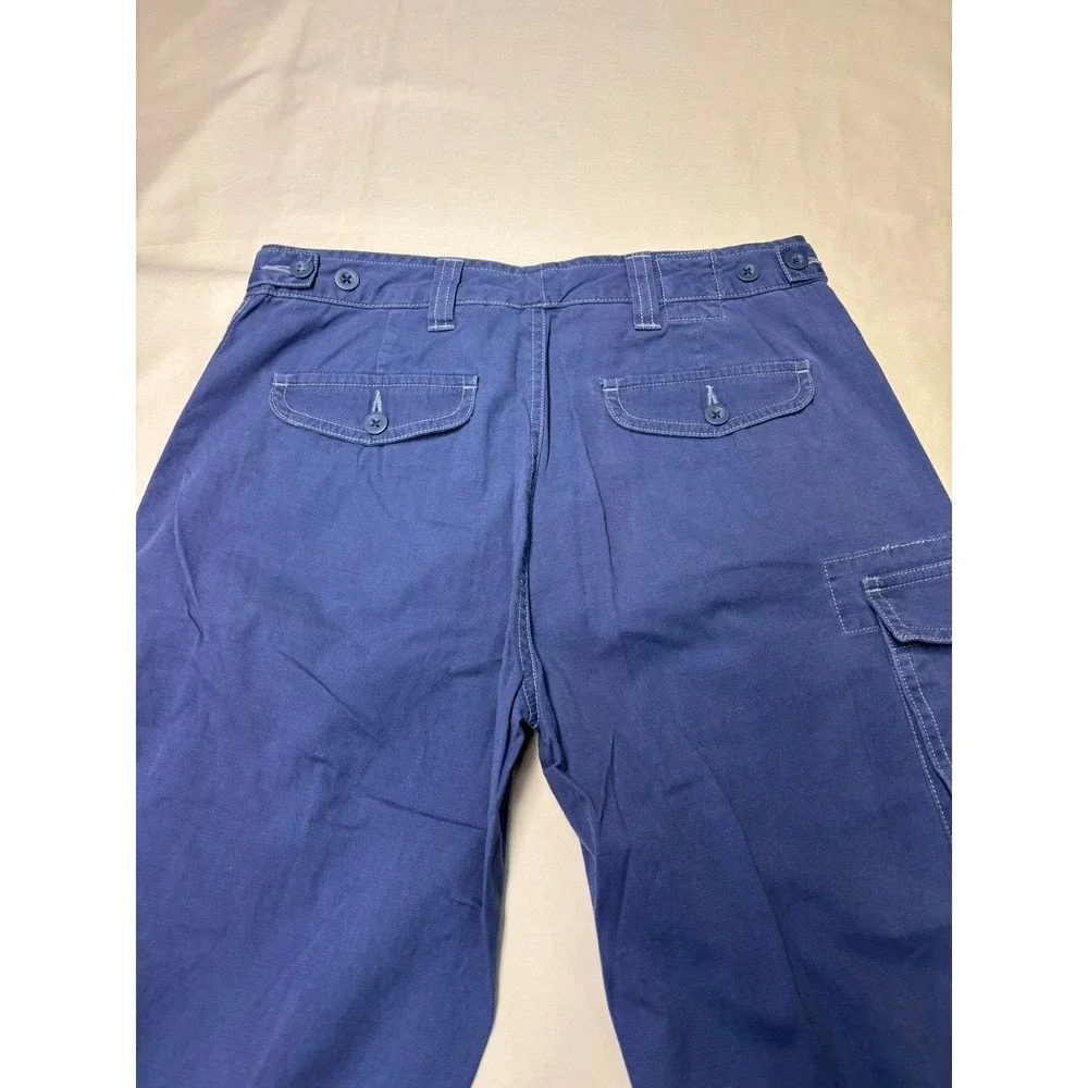 VTG Y2K Polo Ralph Lauren Blue Cargo Pants Wide Leg Zipper Pockets Boys 16 28X29
